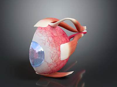 Detailed Human Eyeball 3D Model Showing Anatomical Structure With Iris Blood Vessels And Muscles 3d model