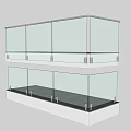 Modern Glass Railing with Clear Panels and Metal Brackets for Staircase and Balcony