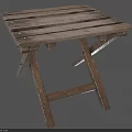 Rustic Wooden Outdoor Table With Slatted Top And Foldable Leg Structure 3d model