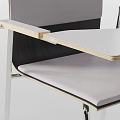 Gray Black Office Chair With Metal Frame Armrests And Foldable Desk