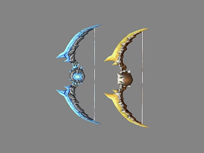 Blue And Golden Decorative Bows With Ornate Design And Gemstone Accents 3d model