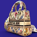 Christian Dior Stylish Bag With Floral Patterns Handle And Adjustable Strap