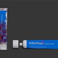 Medigel Brand Blue Medical Device Tube with Red Pattern and White Cap