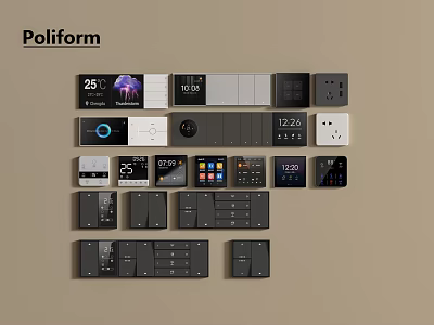 Poliform Modern Switch Panels With Diverse Designs And Functional Digital Screens 3d model