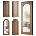 Wooden Hinged Doors With Arched Top And Glass Panel For Modern Home Interior