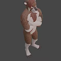 Cartoon Brown Bear Game Movie Character With Red Mane White Chest Bowtie Crossed Arms