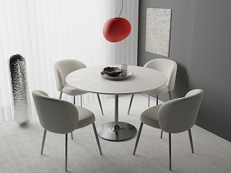 Modern round dining table and chair combination 3d model