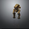 3D Robot Character With Brown Mechanical Structure And Futuristic Head Design