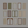 Various Wardrobe Doors Featuring Arched Louver Grid And Double Panel Designs In Beige Green Brown