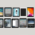 Various Tablet Computer Models With Different Screen Displays And Interfaces 3d model