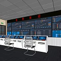 Modern monitoring room Command control room Dispatching command center Monitoring hall Command hall Office desks and chairs 3d model