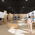 Modern Administrative Service Hall Interior With Computers Desks Chairs And Waiting Area