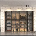 Modern Wooden Decorative Cabinet With Glass Doors Displaying Toy Car Models And Collectibles