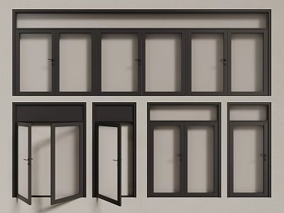 modern windows aluminum alloy windows casement windows floor-to-ceiling windows 3d model