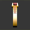 Stunning Gold Ring Featuring Central Red Gemstone And Accent Red Stones