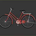 Red Classic Bicycle With Black Seat And Metallic Frame On Grey Background