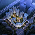 Aerial Planning Of Urban High Rise Residential Complex With Green Spaces And Road Networks