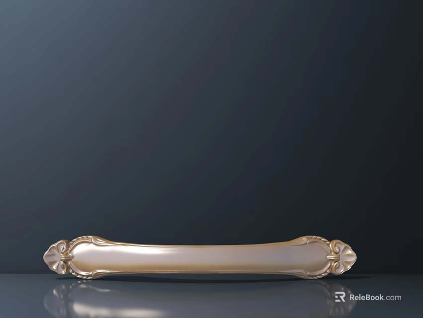 Golden Ornate Cabinet Handle With Decorative Patterns For Furniture And Drawers 3d model 