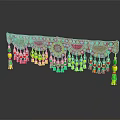 Vibrant Traditional Decorative Ornament Set With Circular Patterns Colorful Tassels And Red Yellow Green Accents