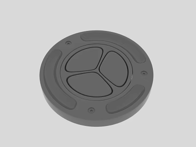 Round Gray Switch Panel Featuring Three Button Design And Grooved Edge Matte Finish 3d model