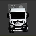 MAN White Industrial Flatbed Truck With Green Mechanical Equipment Mounted On Chassis