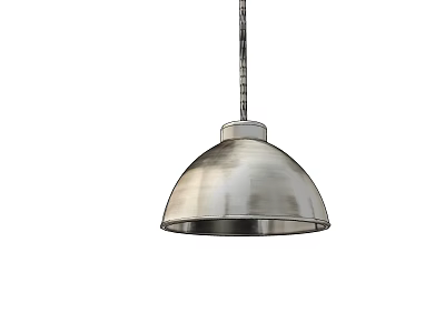 Modern Silver Metallic Pendant Light With Dome Shaped Shade Hanging Chain 3d model
