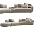 Modern Sectional Sofa with Multiple Styles Gray Beige Upholstery and Decorative Pillows 3d model