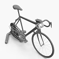 Black Frame Stationary Exercise Bike For Indoor Training With Flywheel And Fitness Equipment