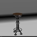 Industrial Style Bar Stool With Round Wooden Seat And Black Metal Frame
