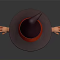 Cute Little Girl Character Wearing Purple Witch Hat With Red Dress And Open Arms