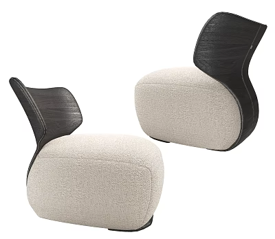 Modern Single Seater Sofa With Soft Fabric Curved Backrest And Neutral Color Design 3d model