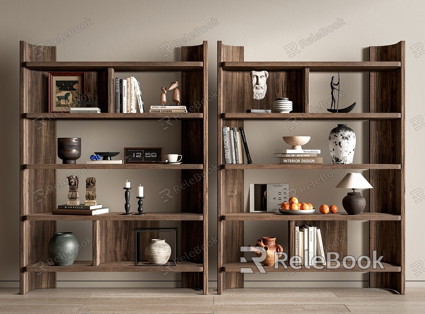 Quiet Wind Solid Wood Storage Rack Decorative Rack Bookshelf Ornaments Ornaments Combination model