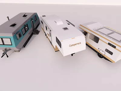 Capecroft Travel Trailers With Gray White Beige Exterior Roof Vents And Windows 3d model