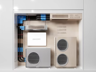 Air Conditioner Fan Central Air Conditioning System With Indoor Outdoor Units And Smart Control Panel 3d model