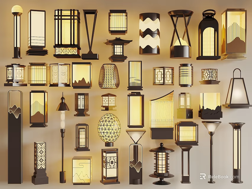 Stylish Outdoor Lights With Various Designs For Garden And Patio Illumination 3d model 