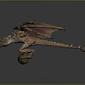 Game Movie Dragon Character with Purple Wings and Spiked Scales in Fantasy World Design