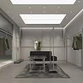 HOI Clothing Store Interior With Transparent Glass Facade Hanging Clothes And Mannequins