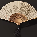 Traditional Chinese Folding Fan Wall Hangings With Artistic Patterns And Tassels