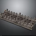 Ornate Chessboard Set With Intricate Chess Pieces And Decorative Border Design