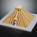 Ancient Pyramid Style Building Model With Stepped Structure Top Temple And Base Platform 3d model