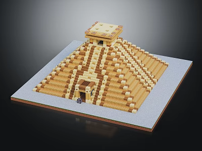 Ancient Pyramid Style Building Model With Stepped Structure Top Temple And Base Platform 3d model