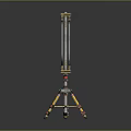 Commercial Construction Measuring Equipment with Tripod Base and Metal Pole Yellow Red Stripes