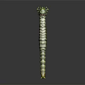 Mythical Green Dragon Headed Creature With Scales Long Body And Yellow Accents