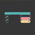 Colorful Modern Furniture Design With Turquoise Top And Pink Yellow Storage Compartments Round Knobs