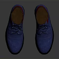 Blue Leather Shoes With Red Accent And Black Sole Lace Up Design For Formal Occasions