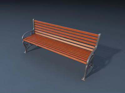 Durable Outdoor Bench With Wooden Slats And Metal Armrests For Outdoor Spaces 3d model