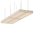 Modern Rectangular Chandelier With Light Colored Fabric Panels And Multiple Hanging Wires 3d model