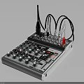 Professional Audio Mixer With Multiple Knobs Buttons Cables And Antenna