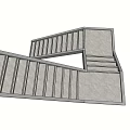 Modern Staircase Design With Geometric Structure Metal Railings And Platform