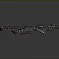 Futuristic Detailed Sci-Fi Spaceship Model Elongated Shape Gray Exterior Red Yellow Accents Complex Structure